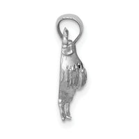 14k White Gold Satin Diamond-cut Rooster Pendant-D4593