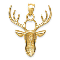 14K Polished Deer Head Pendant-D4596