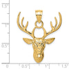 14K Polished Deer Head Pendant-D4596