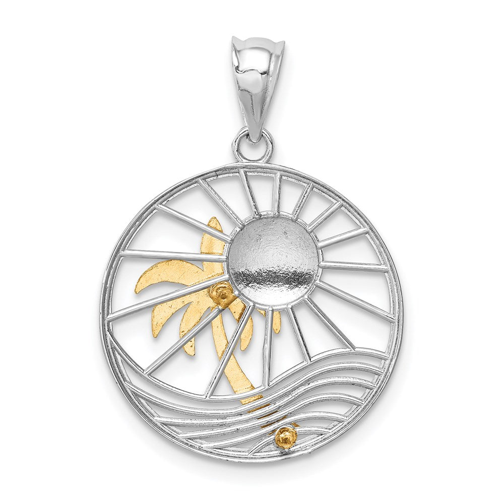 14K Two-tone Polished Sunset Pendant-D4597