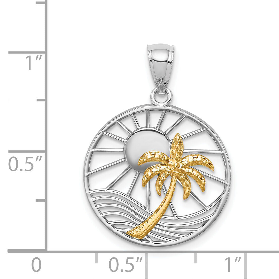14K Two-tone Polished Sunset Pendant-D4597