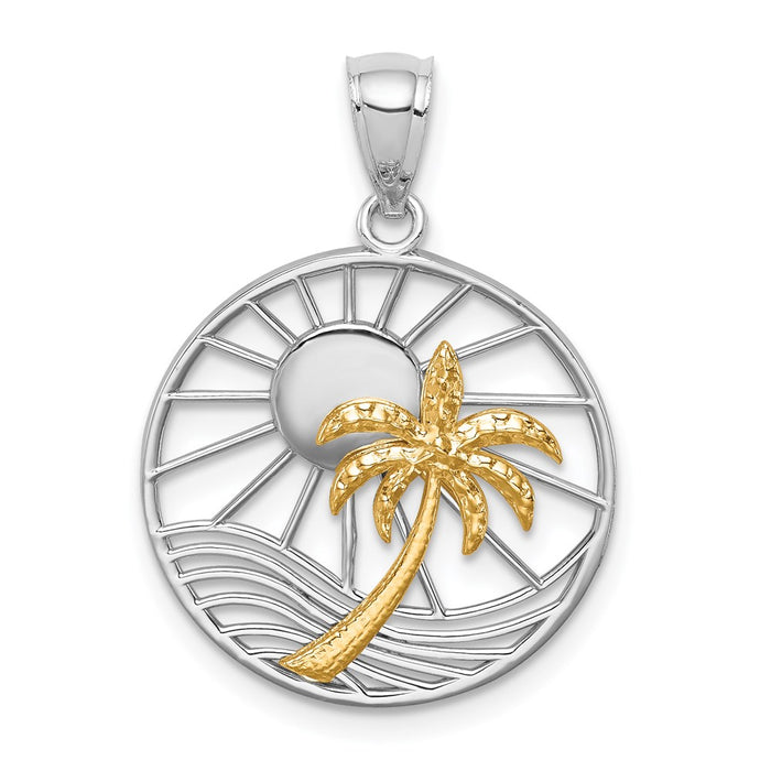 14K Two-tone Polished Sunset Pendant-D4597