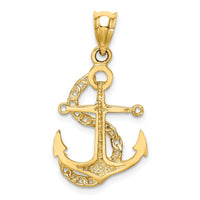 14K Polished Anchor & Chain Pendant-D4602