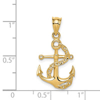 14K Polished Anchor & Chain Pendant-D4602