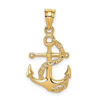 14K Polished Anchor & Chain Pendant-D4602