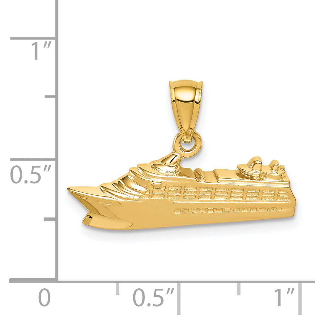 14K Polished Cruse Ship Pendant-D4606