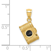 14K Brushed & Polished Enameled Camera Pendant-D4610