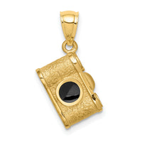14K Brushed & Polished Enameled Camera Pendant-D4610