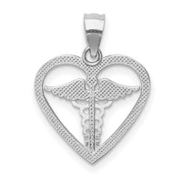 14K White Polished Medical Heart Pendant-D4616