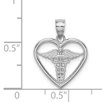 14K White Polished Medical Heart Pendant-D4616