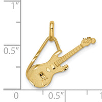 14K Brushed & Diamond-cut Guitar Pendant-D4622