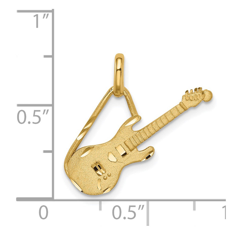 14K Brushed & Diamond-cut Guitar Pendant-D4622