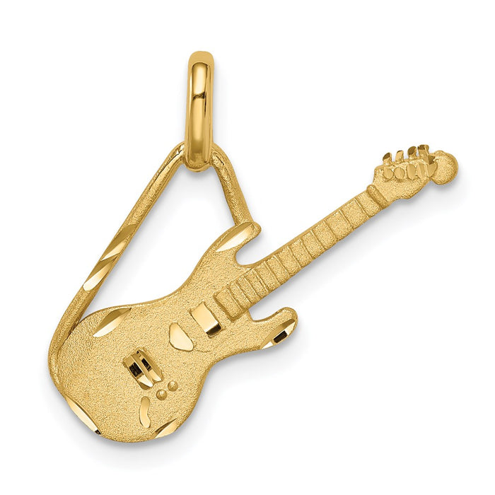 14K Brushed & Diamond-cut Guitar Pendant-D4622