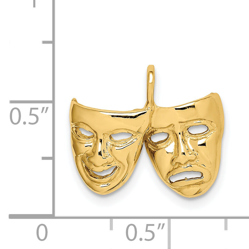 14K Polished Comedy/Tragedy Theater Masks Pendant-D4625