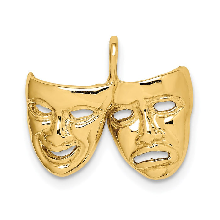 14K Polished Comedy/Tragedy Theater Masks Pendant-D4625