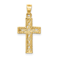 14K Polished Braided Cross Pendant-D4642