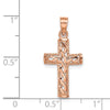 14K Rose Polished Braided Cross Pendant-D4643