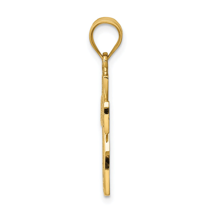14K Polished Cross Pendant-D4644