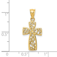 14K Polished Cross Pendant-D4644