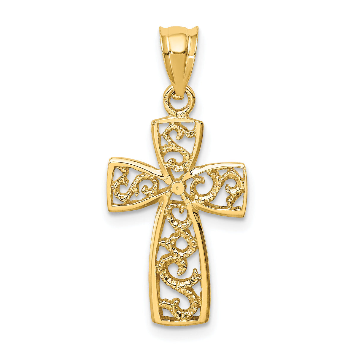 14K Polished Cross Pendant-D4644