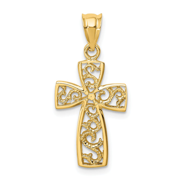 14K Polished Cross Pendant-D4644