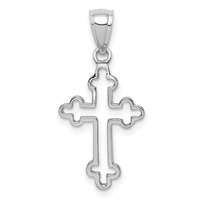 14K White Polished Cross Pendant-D4651