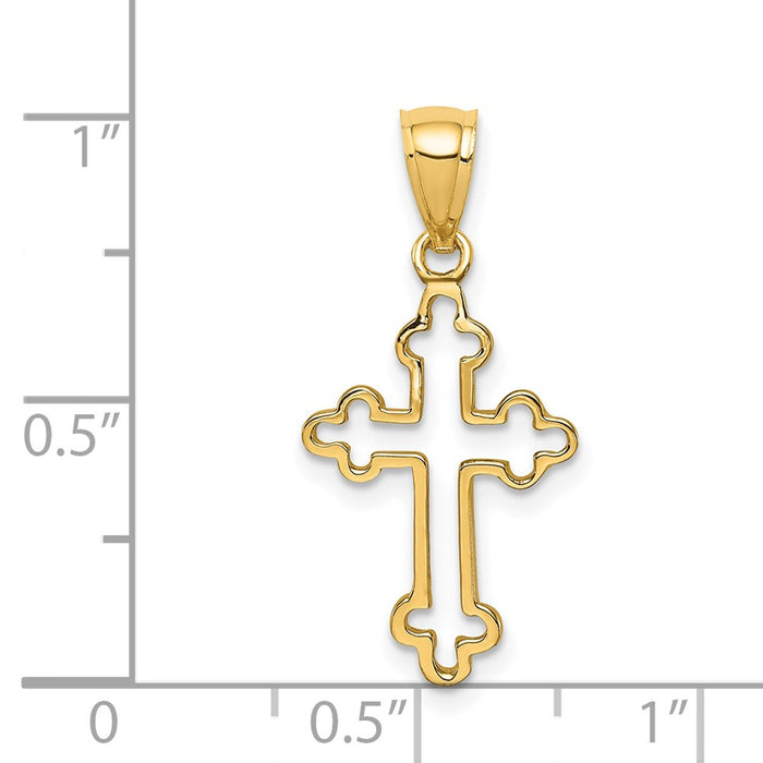 14K Polished Cross Pendant-D4652