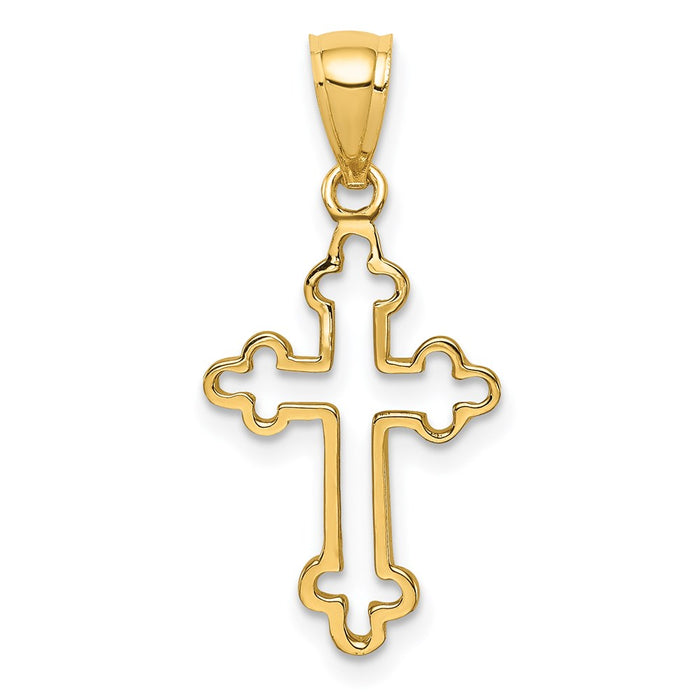 14K Polished Cross Pendant-D4652