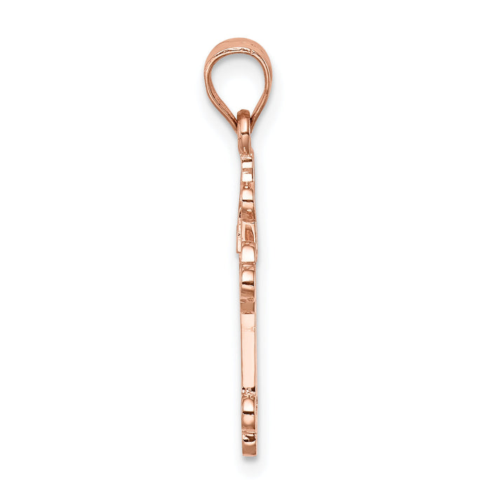 14K Rose Polished Cross Pendant-D4653