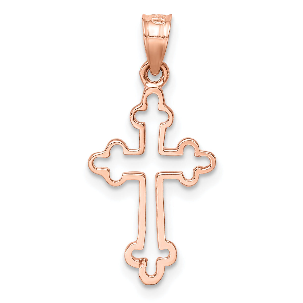 14K Rose Polished Cross Pendant-D4653