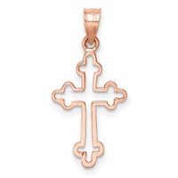 14K Rose Polished Cross Pendant-D4653