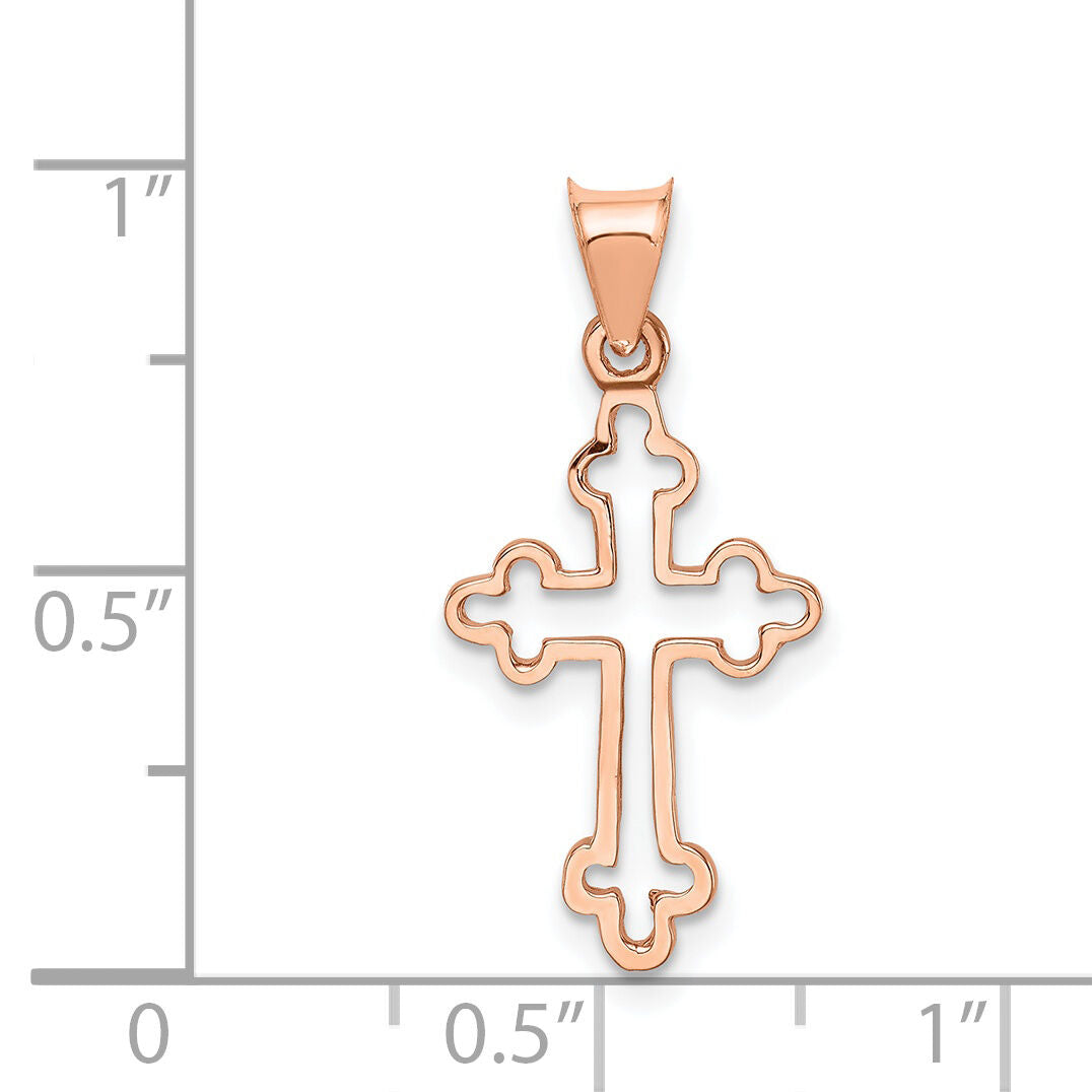 14K Rose Polished Cross Pendant-D4653