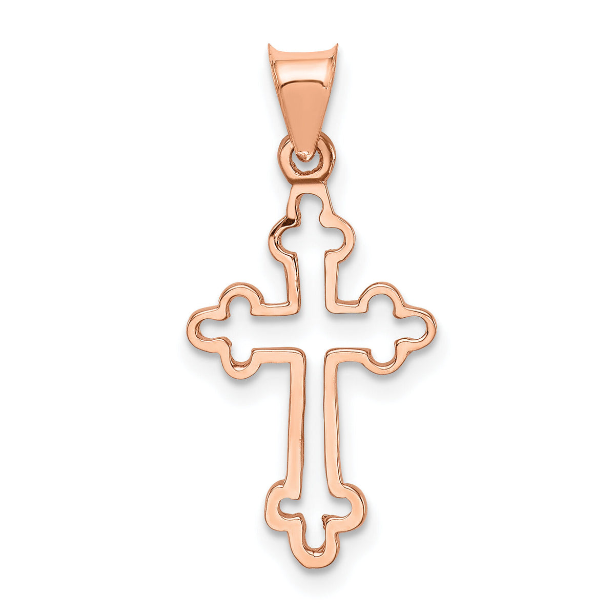 14K Rose Polished Cross Pendant-D4653