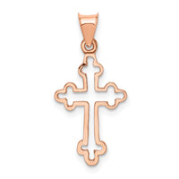 14K Rose Polished Cross Pendant-D4653