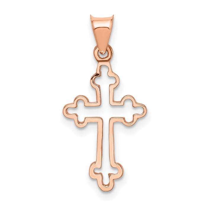 14K Rose Polished Cross Pendant-D4653