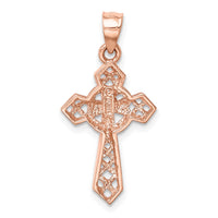 14K Rose Polished Cross Pendant-D4654