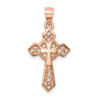 14K Rose Polished Cross Pendant-D4654