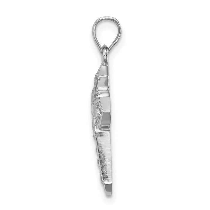 14K White Polished Cross Pendant-D4655