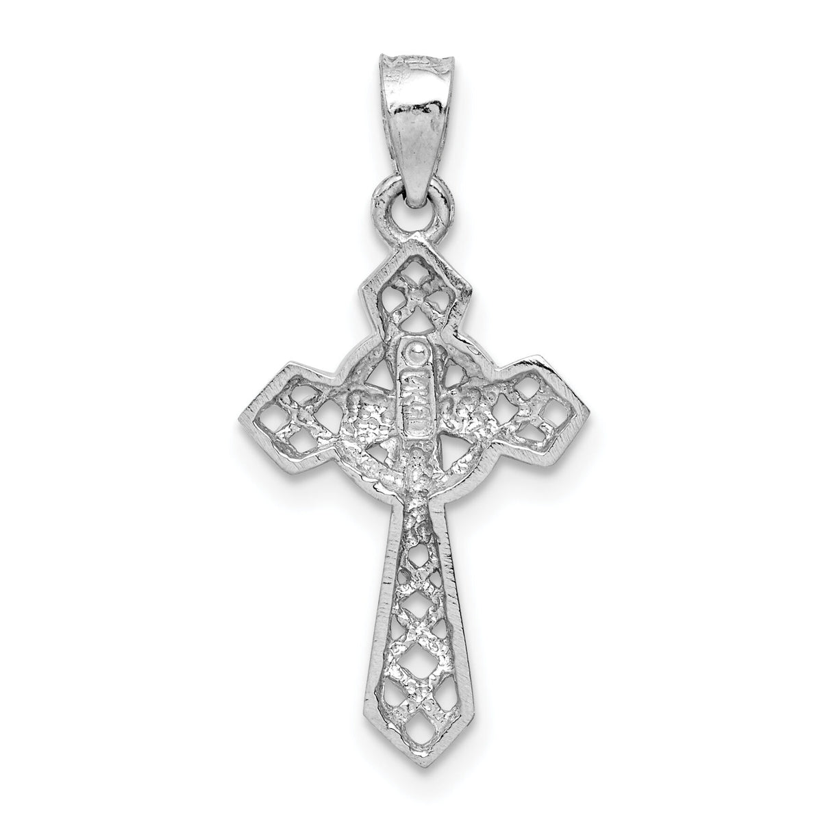 14K White Polished Cross Pendant-D4655