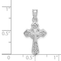 14K White Polished Cross Pendant-D4655