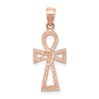 14K Rose Polished Ankh Pendant-D4657
