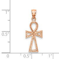14K Rose Polished Ankh Pendant-D4657