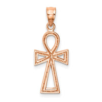 14K Rose Polished Ankh Pendant-D4657