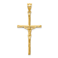 14K Brushed & Diamond-cut Crucifix Cross Pendant-D4665