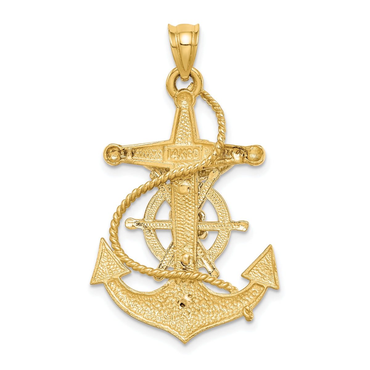 14K Two-tone Polished/Satin D/C Mariner Crucifix Pendant-D4668