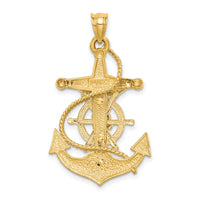 14K Two-tone Polished/Satin D/C Mariner Crucifix Pendant-D4668