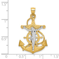 14K Two-tone Polished/Satin D/C Mariner Cross Pendant-D4668