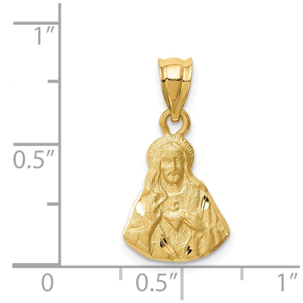 14K Brushed Diamond-Cut Jesus Pendant-D4671