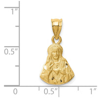 14K Brushed Diamond-Cut Jesus Pendant-D4671