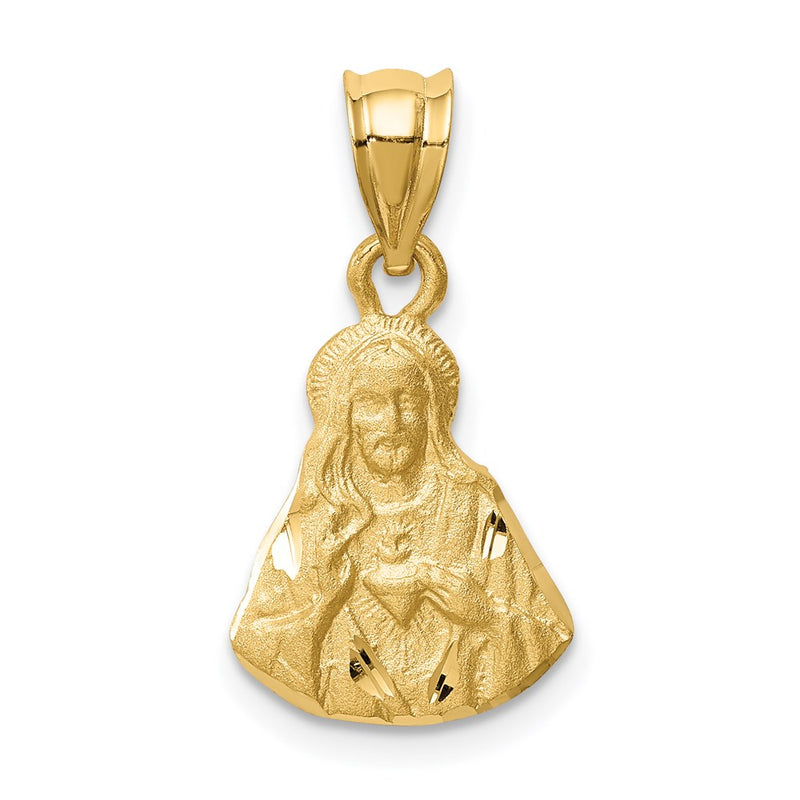 14K Brushed Diamond-Cut Jesus Pendant-D4671